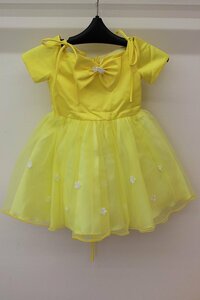 * first come, first served! postage payment on delivery *2000 jpy uniformity sale *. bargain * used * child dress *J-1017-86/ yellow color / size display less 