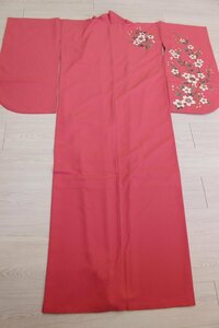  first come, first served! postage payment on delivery *3000 jpy uniformity sale * graduation ceremony * coming-of-age ceremony * small long-sleeved kimono ( used )*L1027-124* pink series / little .. betta attaching 