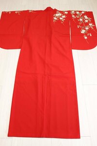  first come, first served! postage payment on delivery *4000 jpy uniformity sale * graduation ceremony * coming-of-age ceremony * small long-sleeved kimono ( used )*L1027-79/ red series 