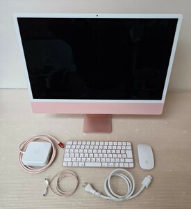 Apple/ iMac/24インチ/2021/A2438/CPU→M1/メモリ→16GB/ストレージ→256GB/OS→Sonoma14.5/動作確認後に初期化済み。外箱付き/レッド