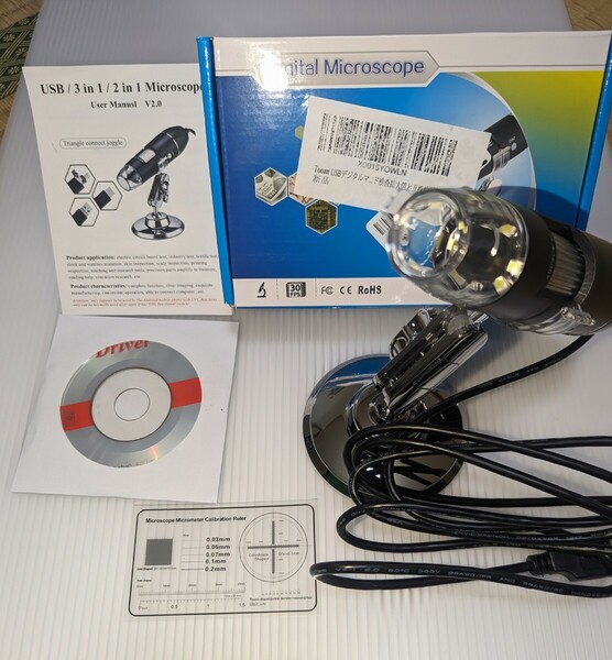 3-In-1 USB 顕微鏡 カメラ 50-1600倍 30万画素 デジタルマイクロスコープ