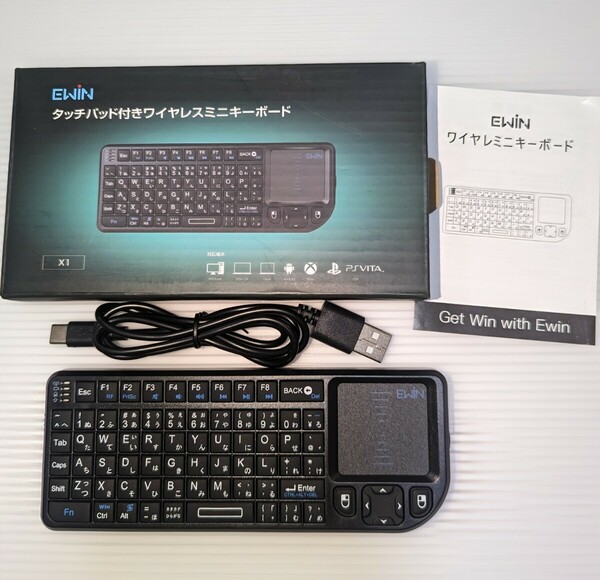 【Ewin】ミニ bluetooth キーボード Mini Bluetooth keyboard タッチパッドを搭載 小型キーボード マウス 一体型 無線 USB ブラック