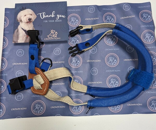 CROWN KONI犬 ハーネス気管虚脱防止簡単装着クイックプルサイズ調整 引っ張り防止喉に優しい ソフトで快適なクッション付き(ブルーSサイズ)