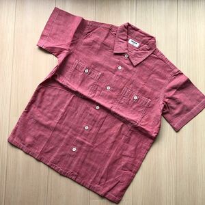 ★美品★UNIQLO kid's　ユニクロ【130】くすんだ赤系　半袖シャツ