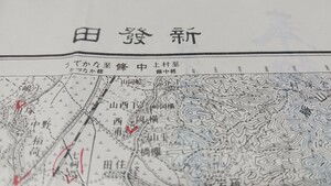 新発田　新潟県　地図　古地図　 地形図　資料　57×46cm　書込み多し表裏　明治44年測量　大正8年発行　印刷　B2025