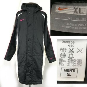 ナイキ/NIKE★中綿入り/ロング/ベンチコート【メンズXL/黒/black】フルダブルジップ/サッカー/スポーツ/防寒/Coat/Jacket/Jumper◆pBH717