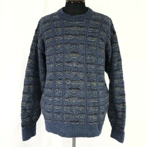 90s-00s★ドゥマンクレール/DEMAIN CLAIR★3Dニット/デザインセーター【メンズL/紺系/navy】ナイガイ/Vintage/Tops/sweater◆pBH717