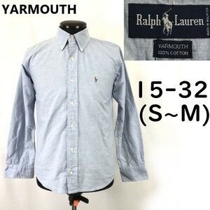 90s★RALPH LAUREN/ラルフローレン★YARMOUTH/長袖シャツ【メンズ15-32(S-M）lightblue/青】Vintage/コットン/Tops/Shirts◆pBH720