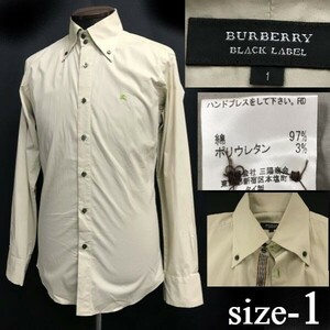 三陽商会★バーバリーブラックレーベル/BURBERRY BLACK LABEL★長袖ボタンダウンシャツ【1/メンズS程度/ベージュ】Tops/Shirts◆pBH754