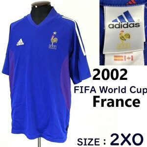 アディダス/adidas★サッカー/フランス代表/2002/日韓W杯/ユニフォーム【2XO/青/blue】FIFA World Cup/万国旗タグ/Tops/Shirts◆pBH766