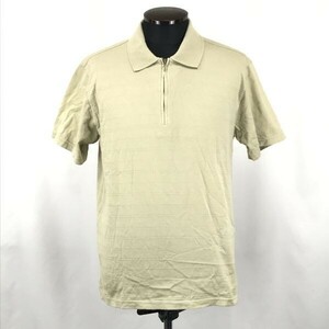  Dunhill /dunhill* short sleeves half Zip shirt [ men's L/ beige ] polo-shirt / casual / Golf / Portugal made *BG289