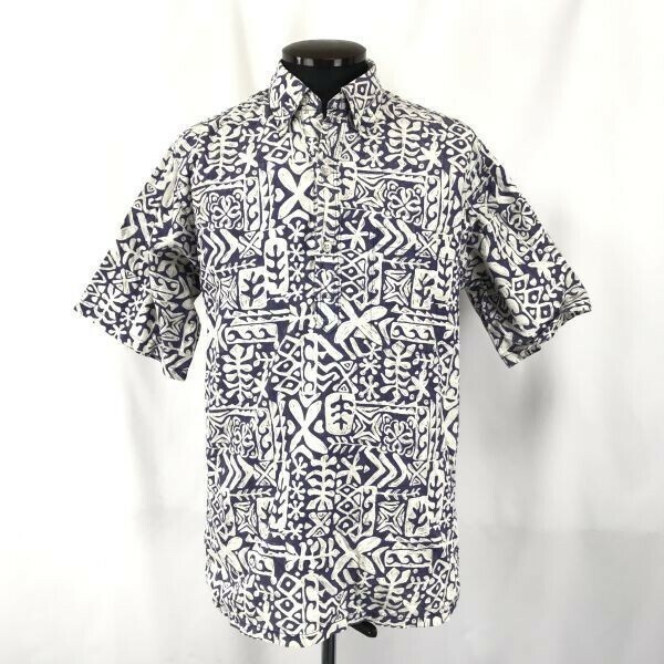 Made in USA/ハワイ/ビンテージ★Go Barefoot/ゴーベアフット★ハーフボタン/アロハシャツ【Mens size -M/紫×白】Vintage//Shirts◆BG973