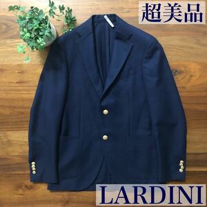 【超美品/春夏】LARDINIラルディーニ金ボタンモヘア混ネイビージャケット44