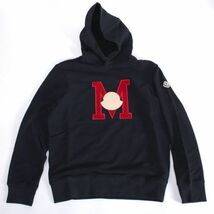 【CU】サイズM　MONCLER モンクレール スウェット パーカー ネイビー 8G00012 899WC 778 M ロゴワッペン プルオーバー 長袖 メンズ【新品_画像6