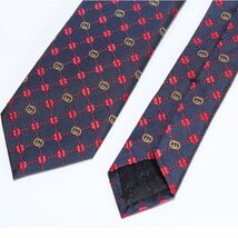 【CU】GUCCI グッチ ネクタイ 658242 4E002 ネイビー×レッド/4074 シルク インターロッキングG クローバー モノグラム 【新品/正規品】_画像3