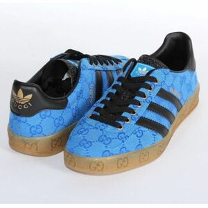 【CU】adidas x Gucci アディダス グッチ コラボ 限定ガゼル スニーカー ブルー 737967 aaw3 4349 5.5サイズ WG レースアップ シューズ 靴