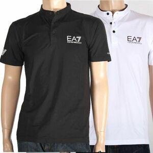 【CU】EMPORIO ARMANI エンポリオアルマーニ グランダッドカラー ポロシャツ 8NPT21 PJEMZ ホワイト/1100 【M】 EA7 ロゴ半袖