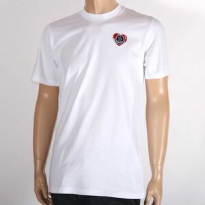 【CU】MONCLER モンクレール Tシャツ ホワイト 8C00021 8390T 00A 【M】ハート ロゴ ワッペンクルーネック トップス 半袖【新品・正規品