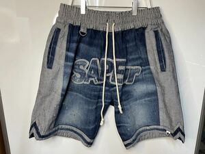 ●SAPEur サプール DENIM VINTAGE BASKET SHORTS デニム ヴィンテージ バスケット ショートパンツ インディゴ サイズL ハーフパンツ