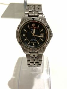 ◎腕時計 SEIKO セイコー ソーラー　solar 5K250A60 チタン　シルバーカラー　文字盤黒　稼動品 メンズ　カレンダー機能付　イ2-4