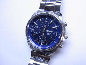 100 иен ~ хорошая вещь SEIKO Seiko WIRED Wired мужской солнечный кварц хронограф наручные часы 