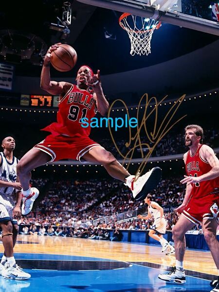 【送料無料】 NBA デニス・ロッドマン　高画質　サイン　フォト　写真　ポートレート　Chicago Bulls