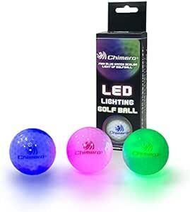 Chimero (キメロ) LED LIGHTING GOLFBALL 光るゴルフボール ３色セット LED発光 ゴルフボール ラ