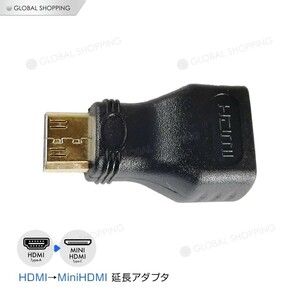 MINI HDMI変換アダプター HDMIタイプA（メス） HDMI-mini（オス） HDMI Aタイプ HDMI Cタイプ HDMIミニ 変換アダプター 変換コネクター