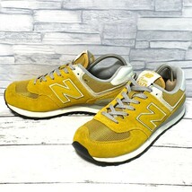 R6057bE New Balance 574 ニューバランス スニーカー マスタード イエロー レディース 23cm スウェード メッシュ ローカット ML574VMU_画像1