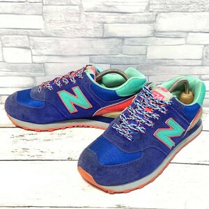 R4927bE New Balance 574 ニューバランス スニーカー 24.5cm ブルー系×グリーン レディース レトロ ローカット カラフル WL574BFP 