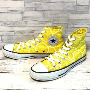 R6089bL CONVERSE FRUIT HI LEMON コンバース フルーツハイレモン 24.5cm ハイカットスニーカー レモン柄 イエロー レディース 1C268