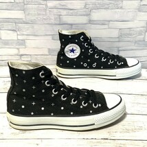 R4969bE CONVERSE コンバース ハイカットスニーカー ブラック×シルバー 23.5cm レディース オールスタークロスハイ 星柄 スター柄 十字架_画像3