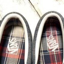 R6151bL VANS バンズ SLIP ON V98N CHAMBRAY シャンブレー メンズ 26cm スリッポン スニーカー ネイビー インソールチェック柄 _画像6