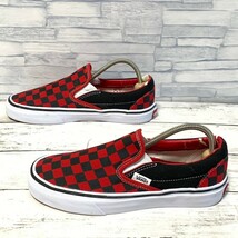 R6169bL VANS バンズ CLASSIC SLIP-ON クラシックスリップオン スリッポン チェッカーボード レディース 23cm レッド×ブラック スニーカー_画像4