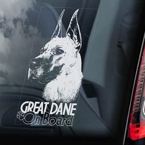 ◆グレートデーン ④ グレート・デーン グレート デーン 外張り カーステッカー 21×10cm@外貼り ステッカー 車 スモーク 犬 D4 4053