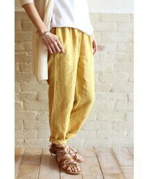 * FRAMeWORK framework French linen tapered Easy pants 38 relax mustard yellow clean color *