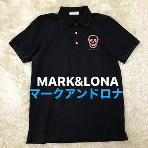 マークアンドロナロナ　 半袖ポロシャツ ゴルフウェア GOLF スカル　スタッズ　ブラック　MARK&LONA ロゴ　刺繍