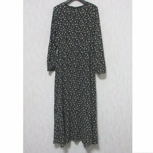 美品 20AW SLOBE IENA スローブイエナ 花柄 長袖 ロング丈 ワンピース 20-040-912-3010-3-0 ブラック ◆