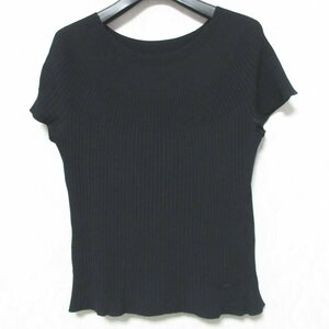 美品 FOXEY フォクシー Everyday Knit 半袖 リブニット カットソー 35269 42 ブラック ◆