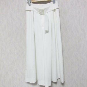 美品 FOXEY NEW YORK フォクシーニューヨーク 2020年モデル Relax Linen Pants ベルテッド ワイドパンツ 40740 40 ホワイト ◆