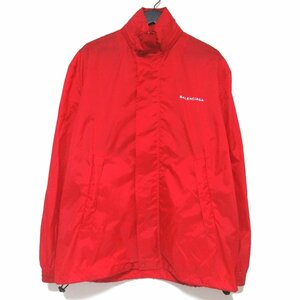 美品 BALENCIAGA バレンシアガ BOXY WINDBREAKER COAT ウインドブレーカー フード収納 ナイロン ジャケット 460591 Sサイズ レッド