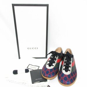 未使用 GUCCI グッチ Falacer Lurex GG シェリーライン グリッター ローカット スニーカー 492738 サイズ7 約26cm マルチカラー