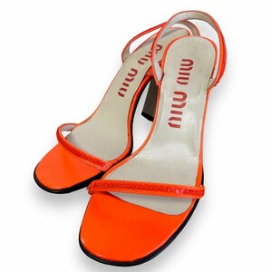  almost beautiful goods the first period MIUMIU MiuMiu Vintage spangled back sling sandals 36 approximately 23cm orange 