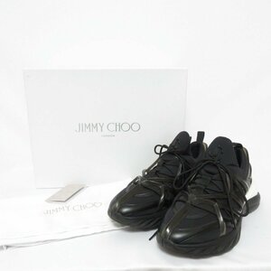 美品 22SS JIMMY CHOO ジミーチュウ コスモス レザー×ネオプレン スニーカー 117243 サイズ40 約26cm ブラック