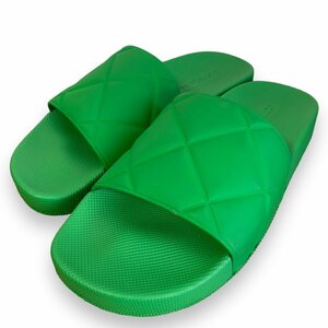 未使用 BOTTEGA VENETA ボッテガヴェネタ Slider Quilted Rubber Pool Slides スライダーサンダル 36 約23cm グリーン