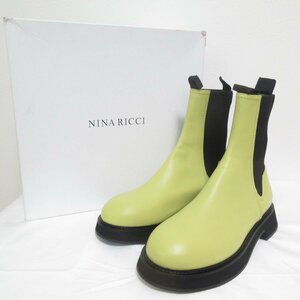 未使用 NINA RICCI ニナリッチ Chelsea Boots aus Leder サイドゴア チェルシーブーツ アンクルブーツ 36 23cm相当 イエロー×ブラック