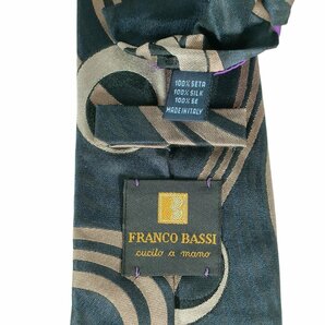 美品 FRANCO BASSI フランコバッシ シルク100％ 総柄 レギュラータイ ネクタイ ネイビー×ブラウン×バイオレット J0402の画像6