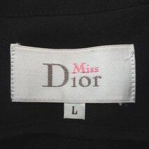 美品 Miss Dior ディオール ヴィンテージ ジップアップ ジャケット+ひざ上丈 スカート スーツ セットアップ L ブラック×ゴールド金具_画像10