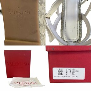 美品 VALENTINO GARAVANI ヴァレンティノ レザー ロックスタッズ アンクルストラップ ウェッジソール サンダル 38 約25cm ベージュ系の画像9