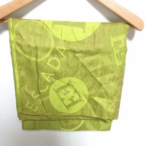  прекрасный товар ESCADA Escada шелк ×linen большой размер шарф шаль палантин зеленый желтый *